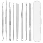 LOPHE Ingrown Toenail Tool Kit, 8 Pcs Stainless Steel Pedicure Tool Kit, Ingrown Toe Nail File and Nail Lifter Cuticle Pusher Pedicure Set, Manicure Treatment for Nail Cleansing Repair Tools, Silvery