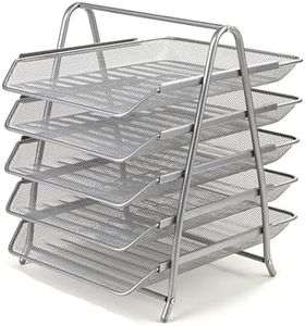 Mind Reader 5-Tier Paper Tray, Desktop Organizer, File Storage, Office, Metal Mesh, 11.75" L x 14" W x 14.5", Silver