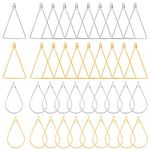 TOAOB 40pcs Silver Tone and Gold Tone 48x32mm Teardrop and 44x23mm Triangle Beading Hoop Earring Finding Component for Earring Making