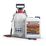 Soluguard Woodworm and Rot Treatment (1x5L Clear & Sprayer) Ready for Use & Pump Action Pressure Sprayer. Solvent-free Preservative Woodworm Killer. HSE approved