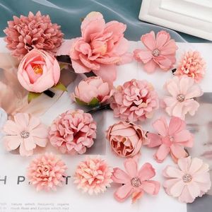 SuPoo 16 Pack Rose Flower Hair Clips Small Hawaiian Flower Claw Clip Alligator Clips Cute Side Hair Barrettes for Women Girls Wedding Hair Accessories Brooch Boho Hair Styling Accessories