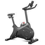 Goplus Exercise Bike, Magnetic Resistance Stationary Bike with Comfortable Seat Cushion, LCD Monitor, Phone Holder, Belt Drive Indoor Cycling Bike for Home Gym Cardio Workout