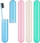 SPELLWISH Plastic Travel Toothbrush Case Holder, Breathable Portable Toothbrush Container, Clear Toothbrush Holder For Traveling Case For Kids And Adult Toothbrush Covers(4Pcs), Multicolor