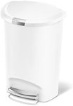 simplehuman 50 Liter Semi-Round Hands-Free Kitchen Step Soft-Close Lid Trash Can, White