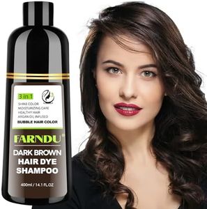 DYEING 221 BC FARNDU Dark Brown Hair Dye Shampoo for Gray Hair Coverage - 3 In 1 Natural Hair Color Shampoo for Women & Men, Champu Para Canas Mujer