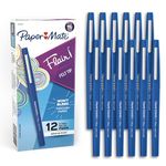 Paper Mate Flair Felt Tip Pens, Medium Point, Blue, Box of 12