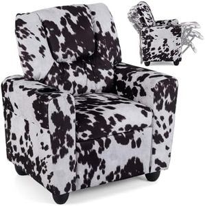 Costzon Kids Recliner Chair with Cup Holder, Toddler Adjustable Lounge Chair w/Footrest for Boys Girls Room, Ergonomic Baby Child Furniture Sofa for Age 3+ Gifts, Kids Mini Recliner up to 150 lbs