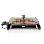 Geepas 1600W Electric Barbecue Grill | 2-in-1 Grill with Hot Plate, Smokeless Indoor BBQ Electric Grill and Griddle Hot Plate with Built In Drip Tray | Adjustable Temperature | 2 Year Warranty