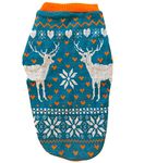 For The Fur Kids Reindeer Dog Sweater: Warm and Stylish Christmas Clothes for Dogs (Small - Length 16 Inches)