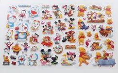 KCR Doraemon, Mickey Mouse and Pooh Cartoon Self Adhesive Stickers for Kids (Set of 3)