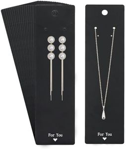 ALLWSLucky 100PCS Necklace Display Cards, 2.16'' x 8.27'' Long Jewelry Holder Cards, Black Earring Display Cards, For You Necklace Cards Hanging Tags, Earring Necklace Holders for Selling Handmade