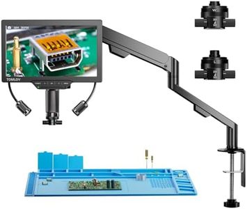 TOMLOV 3D Digital Microscope for Soldering: Magnetic Dual Lens Micro Scope TM3K-3D for Adult, Coin Microscope with Flex Arm, 3K 7-Inch IPS Screen, HDMI/USB Output, Gooseneck Light, Repair Mat, 16GB