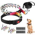 Dog Prong Training Collar, Dog Choke Pinch Collar with Nylon Cover Comfort Tips and Quick Release Snap Buckle, Dog Classic Collar and Dog Leash for Small Medium Large Dogs