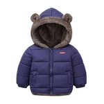 liangp Sales Clearance Toddler Girl Fleece Inner Hoodie Bear Ear Coat Warm Padded Jacket Zipper Boy Clothing Winter Outfit Thick Long Sleeve Girls' Coats, Jackets & Gilets Navy