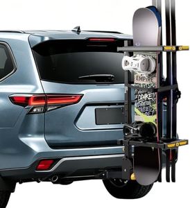 JOYTUTUS Hitch Ski Snowboard Rack Fits 2" Receiver, Foldable, Dual Locking | Carries 6 Pairs of Skis or 4 Snowboards, 120° Tilt Access for Tailgate Use, Low-Temperature Rubber for Winter Highway Driving