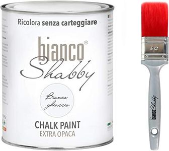 Chalk Paint blanco hielo y pincel – Pintura Shabby Chic Vintage extra opaca (1 litro) + Pincel profesional (40 mm)