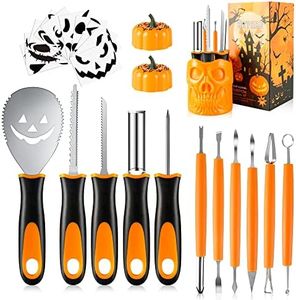 Halloween Pumpkin Carving Tools, 24 PCS Best Pumpkin Carving Tools, Stainless Steel Professional Pumpkin Cutting Carving Set with Carrying Case, Carving Kit Tools for Halloween