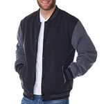alpine swiss Tyler Mens Varsity Baseball Jacket Casual Letterman Bomber Jacket Black Gray 2XL