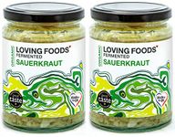 Loving Foods Award-Winning *Organic & Made in the UK* Sauerkraut (2 x 475g) Raw, Unpasteurised & Bursting with Beneficial Live Bacteria (2 x Jars)