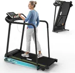 Redliro Treadmill for Seniors Slow Walking - 0.3mph Start, Front & Long Handrails - Foldable Recovery Flat Treadmill for Elderly with Heart Rate Monitor, Auto Lubrication, 3-Level Incline for Home Use