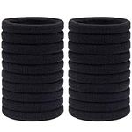H&S Elastic Hair Ties for Thick & Curly Hair - 50pcs Non-Metal Black Hair Ties for Women Fine Hair - 4mm Highly-Stretchable & Seamless Hair Ties for Men