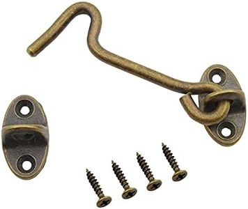 2 Pack Barn Door Latch,TTZEZE 3''Barn Door Lock,Heavy Duty Solid Thicken Copper Gate Latch Lock,Add More Security and Privacy.Cabin Hook and Eye Latch Best Antique Brass