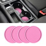 Car Cup Holder Coaster, 4 Pack 2.75 Inch Diameter Non-Slip Universal Insert Coaster, Durable, Suitable for Most Car Interior, Car Accessory for Women and Men (Pink)