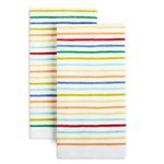 Fiesta Tropical Stripe Kitchen Towel Set, 16"x28", Multicolor/Aqua/Yellow/Red/Blue, 2 Piece