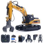 TOUCAN RC HOBBY HUINA Upgrade 580 1:14 Metal RC Excavator RC Bagger Model Engineering Vehicle Electric Ball Grabber 360 Rotating Shear Claw Sound Lights for Ages 15+