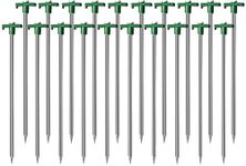 Cheardia 20 Pack Tent Stake, 10.25 Inch Galvanized Non-Rust Camping Family Tent Pop Up Ground Anchors for Tents, Canopies, Patio, Garden, Green