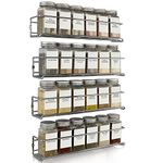 Elegant Spice Rack Organizer For Cabinet or Wall Mount - Set of 4 Hanging Chrome Racks - Perfect Seasoning Organizer For Your Kitchen Cabinet, Cupboard or Pantry Door