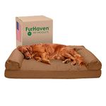 Furhaven Pet Polyester Quilted Orthopedic Sofa Dog Cat Pet Bed, Warm Brown, Jumbo, Onesize