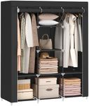 SONGMICS Portable Closet, 51.2 Inch Large Capacity Wardrobe Closet Organizer with Fabric Cover, Hanging Rods and Shelves, 51.2 x 17.7 x 66.1 Inches, for Bedroom, Living Room, Ink Black URYG096B01