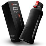 VIA FORTIS Glass Bottle with Silicone Sleeve - Drinking Bottle for Sports, Fitness, Gym, Bike & Office - Unbreakable & BPA Free - 550ml