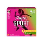 Playtex Sport Tampons, Unscented Regular/Super Absorbency, 36 ct Packaging may Vary