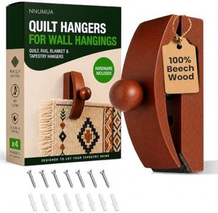 NNUMUA Quilt Hanger for Wall for Display Beech Wood - Adjustable Heavy Duty Quilt, Rug & Tapestry Hangers for Walls - 4 Pack with Hardware