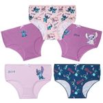 Disney Stitch Girls Knickers, Comfy Breathable Cotton Underwear for Kids and Teenagers, Pack of 5 - Stitch Gifts (Purple/Blue, 11-12 Years)