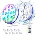 Submersible Led Pool Lights for Above Ground Pools Waterproof, Pool Light for Inground Under Water with Remote (200ft), 4 Magnets, 4 Suction Cups and 16 RGB Dynamic Color (2pack)