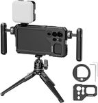 NEEWER S23 Ultra Phone Cage Video Rig with Dual Side Handle Grips, 67mm Filter Adapter, 17mm Lens Backplane, RGB LED Light, Mini Tripod, Phone Stabilizer for Samsung S23 Ultra Video Recording Filming