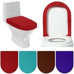 Preboun 4 Pcs Toilet Lid Cover Toilet Seat Cover with Elastic Edges, Standard Toilet Lid Cover Soft Bathroom Covers, Machine Washable Seat Covers Universal for Most Toilet Bowl Lids (Vibrant Colors)