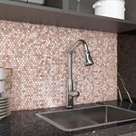 BeNice Stick on Mosaic Tiles Kitchen Backsplash Stickers,Aluminium Tile Small Tiles Metal Hexagon Tiles Stickers(5sheets,Brown Rose Gold)