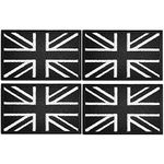 4Pcs British Union Jack Patch Black & White Tactical British Union Jack Flag Patch United Kingdom Embroidered Fabric Patch Hook and Loop Applique for Military Uniform Tactical Bag Jacket Jeans Hat