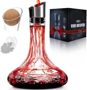 Wine Decanter Built-in Aerator Pourer, Wine Carafe with Aerator,Cleaning Beads and Cork Ball,100% Lead-free Crystal Glass Red Wine Aerator, Wine Gift for Men, Wine Accessories, 50 oz