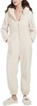 Flygo Womens Fuzzy Pajamas Fleece Onesie Pajamas Winter Warm One Piece PJs Loungewear(Beige-XS)