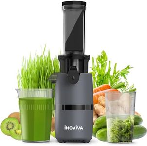Cold Press Juicer, INOVIVA Masticating Juicer Machines Compact, Slow Juicer with 70 RPM Low Speed, Juice Maker for Vegetable & Fruit, Portable Juice Extractor High Juice Yield & Easy to Clean, Grey