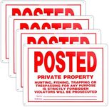 Posted No Trespassing Signs Private Property Mate No Hunting Sign 10x14 Inch Rust Free Aluminum,UV Ink Printing,Indoor or Outdoor Use(4 Pack)