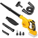 Cordless Leaf Blower Compatible with Dewalt 20V Battery, 2-in-1 Electric Leaf Blower Cordless/Vacuum Cleaner, Max Speed 220MPH Handheld Blower for Lawn Yard Care, Leaf Snow Dust Pet Hair(No Battery)