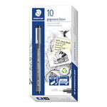 STAEDTLER 308 03-9 Pigment Liner Fineliner Pen for Writing & Technical Drawing - Black, 0.3mm (Box of 10)