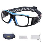 SooGree Sport Goggles Basketball Soccer Football Protective Eyewear Safety Goggles Adult Racquetball Goggles Lens Replaceable（Black frame blue pad）