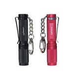 2 Pack Bright Keychain Flashlights K3 High Bright 150 Lumens 3 Modes, Everyday Flashlight Lantern Waterproof EDC Light for Emergency Outdoor Dog Walking Kids Parents Gift (Black Red 2 PCS)